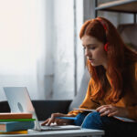 A student uses a laptop to study